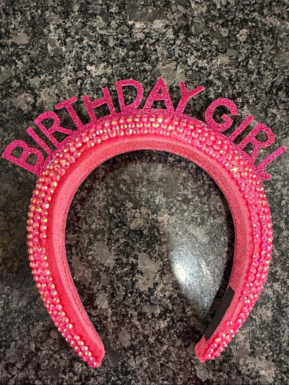 Hand made Sparkle Pink Glitter Rhinestone "Birthday Girl" Headband